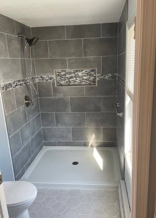 shower wall with modern tile