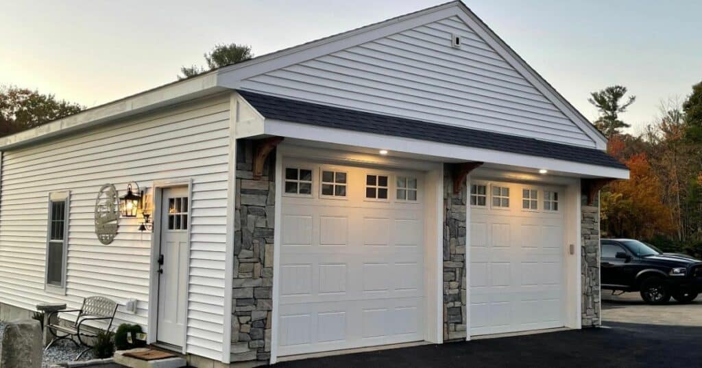 Ranch attached garage addition in Massachusetts