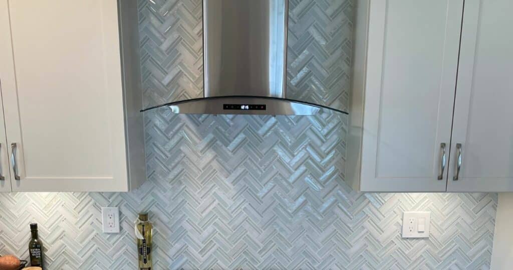 textured tiles on a modern kitchen backsplash