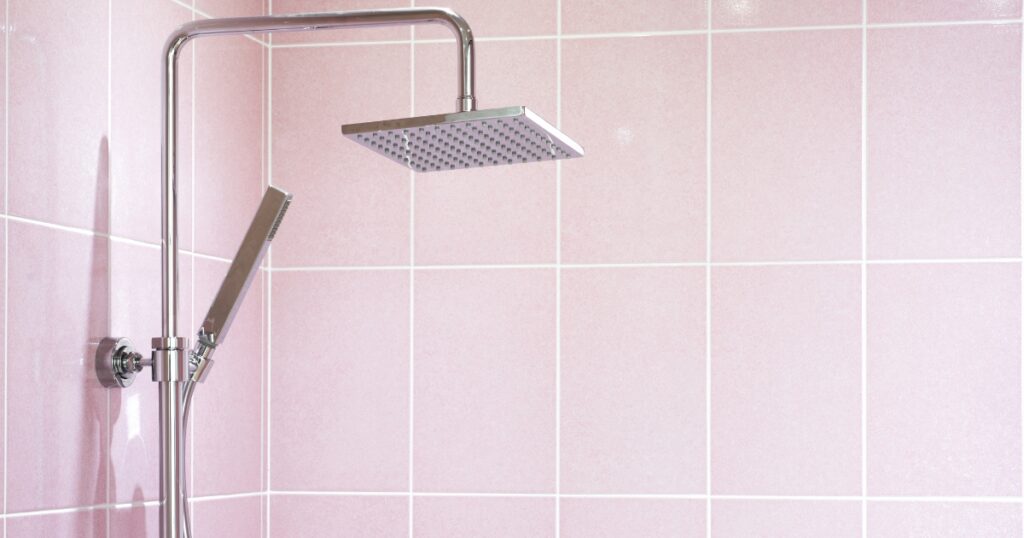 pink tile shower area