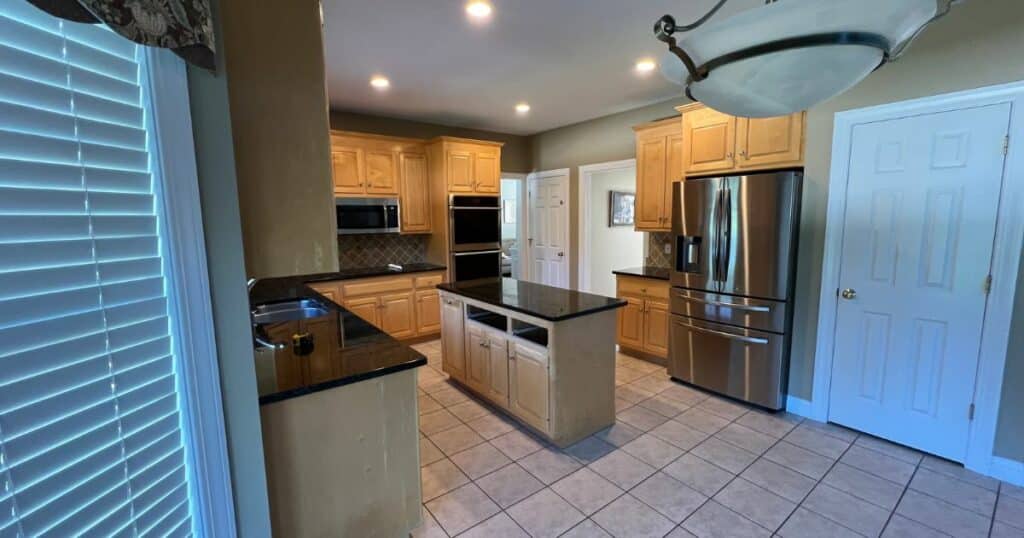 split level kitchen island