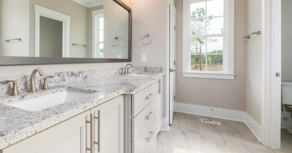 white tile flooring design for bathrooms